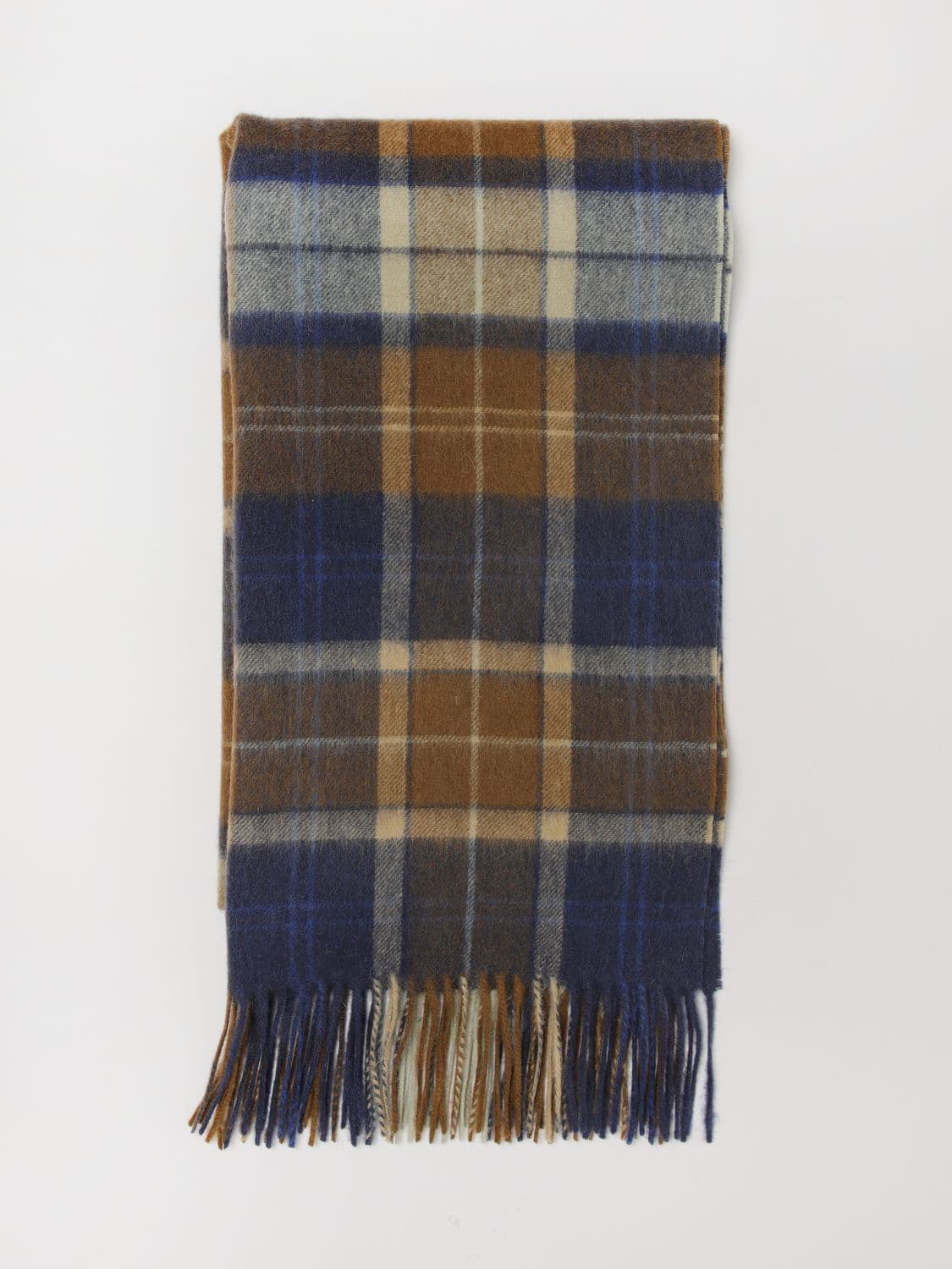Barbour Tartan Wool Scarf with Fringed Hem · OS