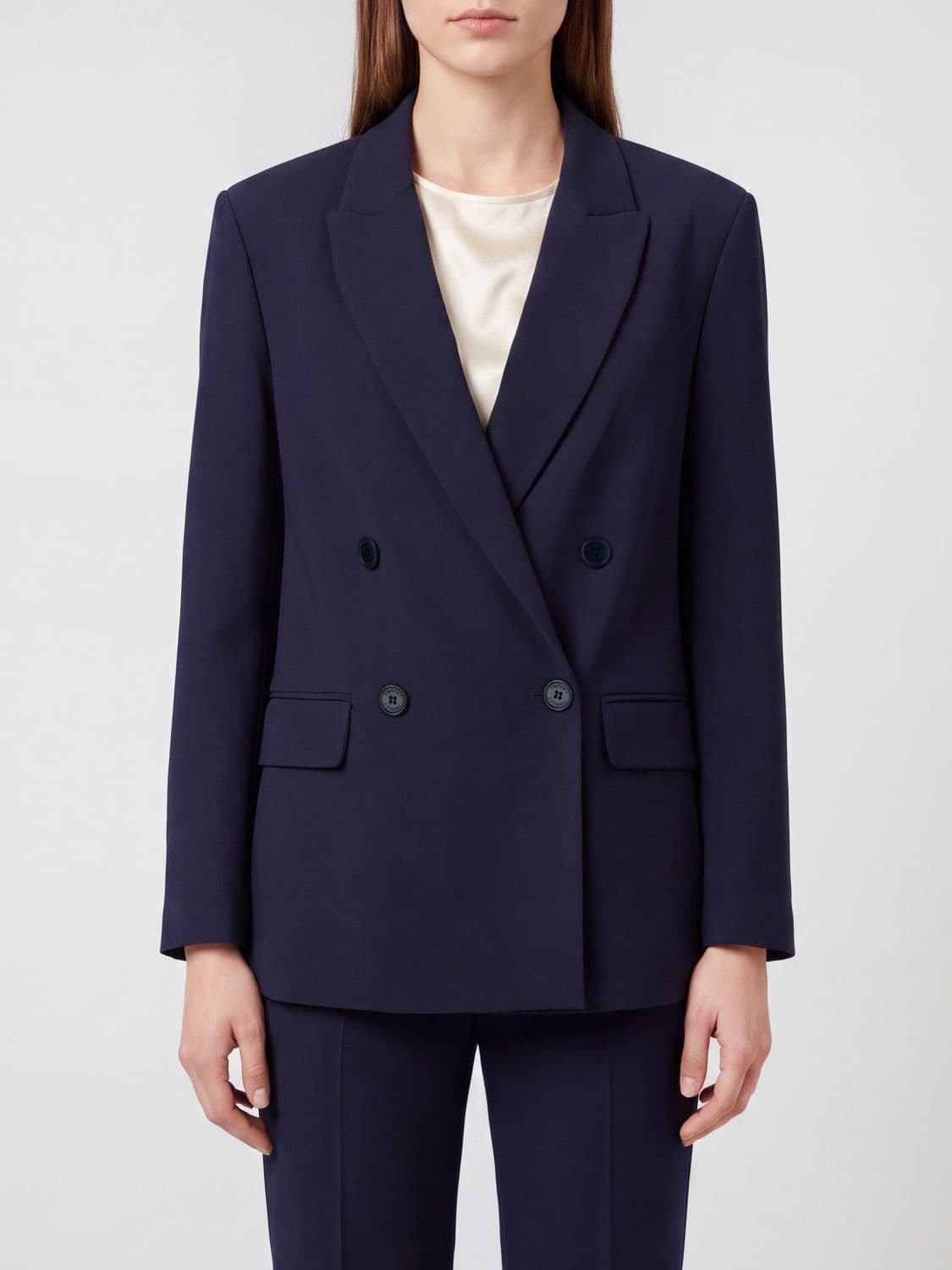Twinset Double-Breasted Viscose Blend Blazer with Peak Lapels