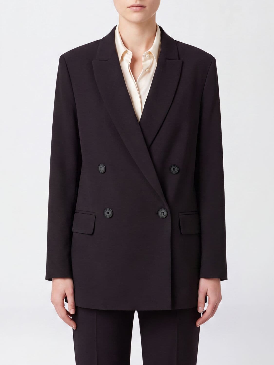 Twinset Double-Breasted Viscose Blend Blazer with Peak Lapels
