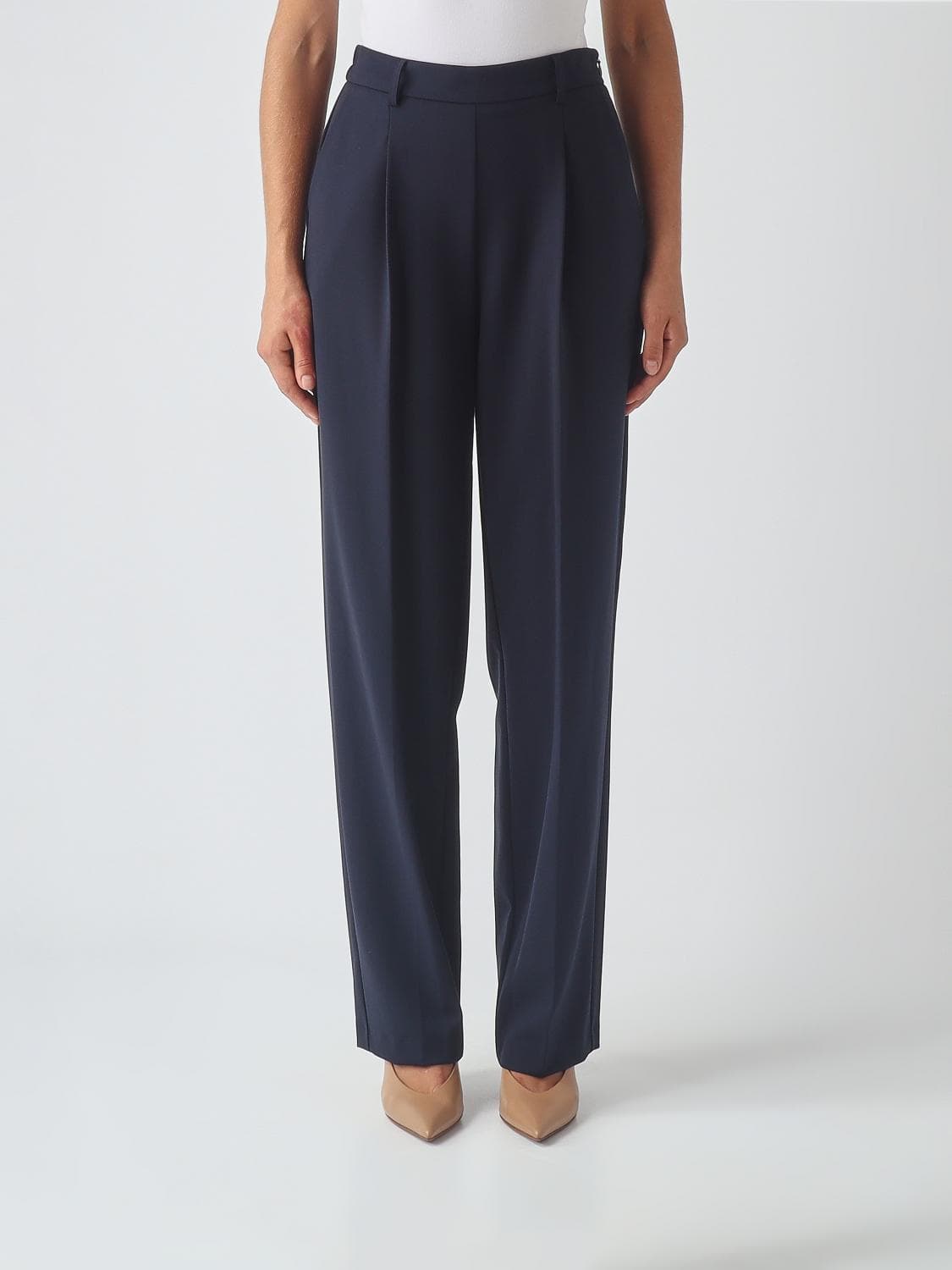 Twinset High-Waisted Wide-Leg Crêpe Trousers with Darts