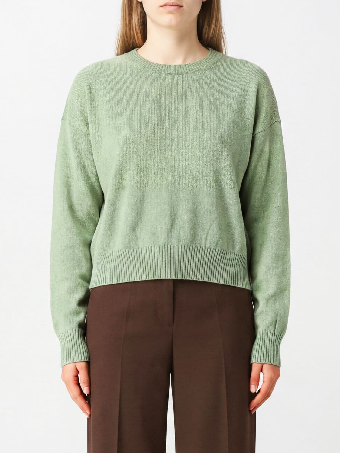 Twinset Cashmere and Silk Crewneck Sweater with Dropped Shoulders