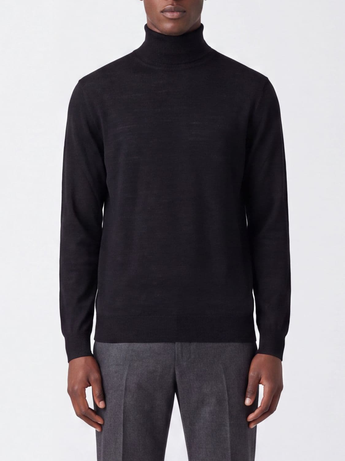 Kangra Extrafine Merino Wool Turtleneck Sweater with Ribbed Trims
