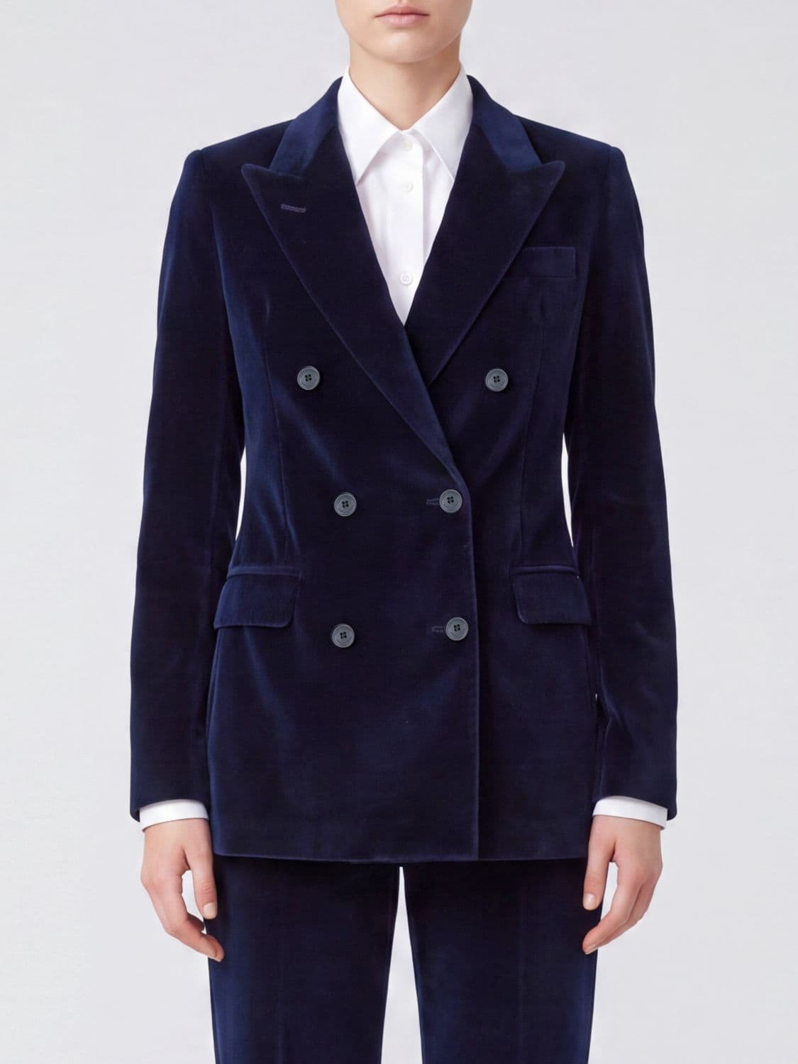 Tagliatore Double-Breasted Wool and Cashmere Velvet Blazer with Peak Lapels