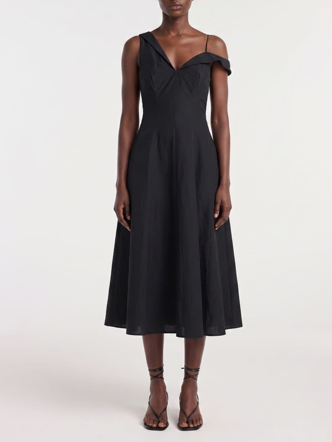 Rohe Asymmetric Neckline Cotton Blend Midi Ceremony Dress
