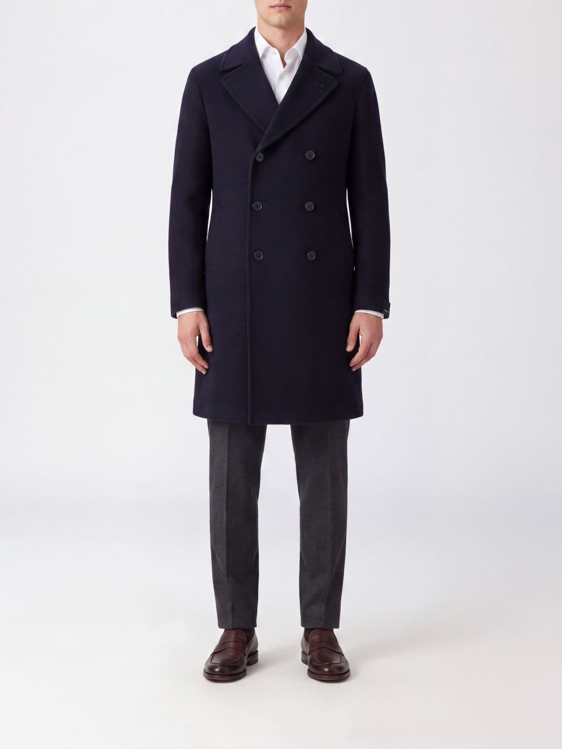 Tagliatore Double-Breasted Knee-Length Leather and Suede Coat