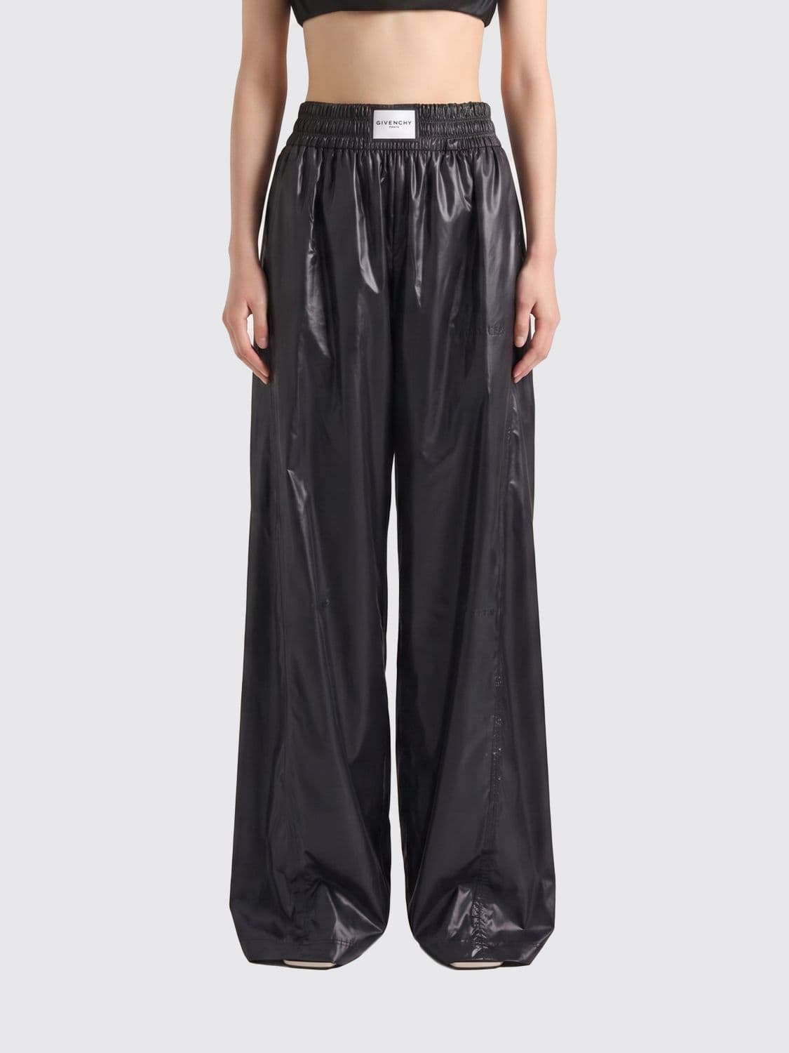 Givenchy High-Waisted Wide-Leg Cotton Blend Jogging Trousers