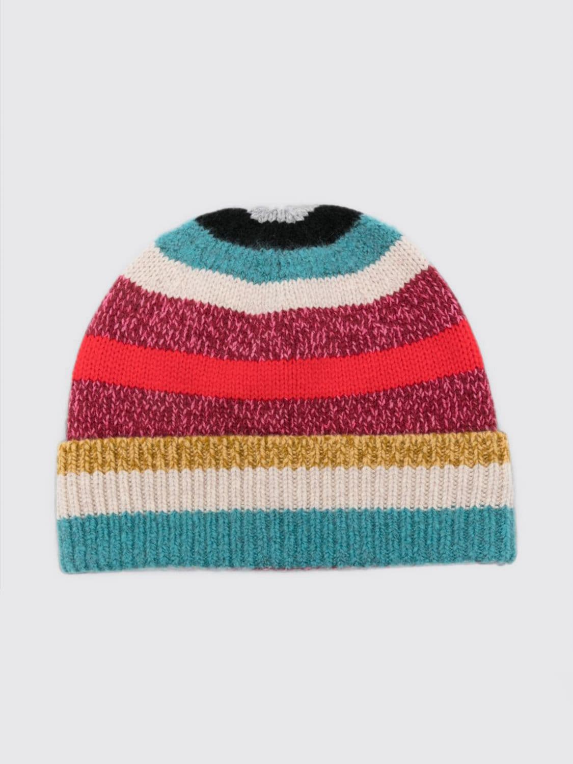 Paul Smith Multicolour Striped Beanie in a Cotton Blend with a Cuff · OS