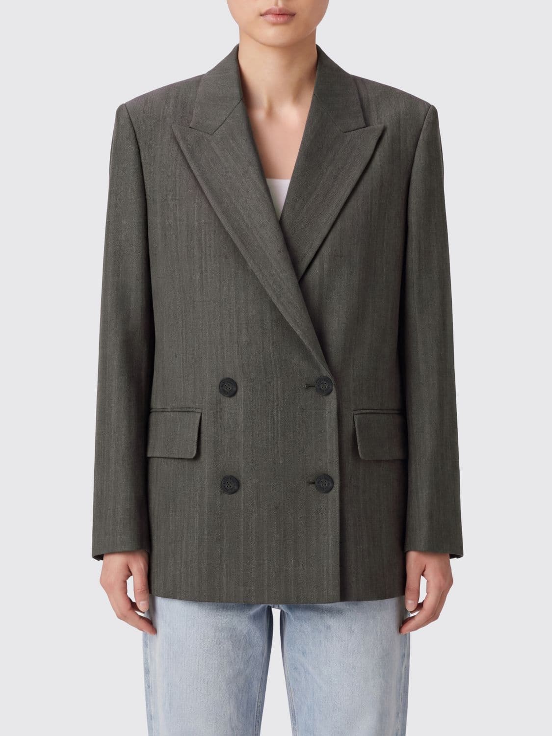 Golden Goose Double-Breasted Virgin Wool Blazer with Padded Shoulders