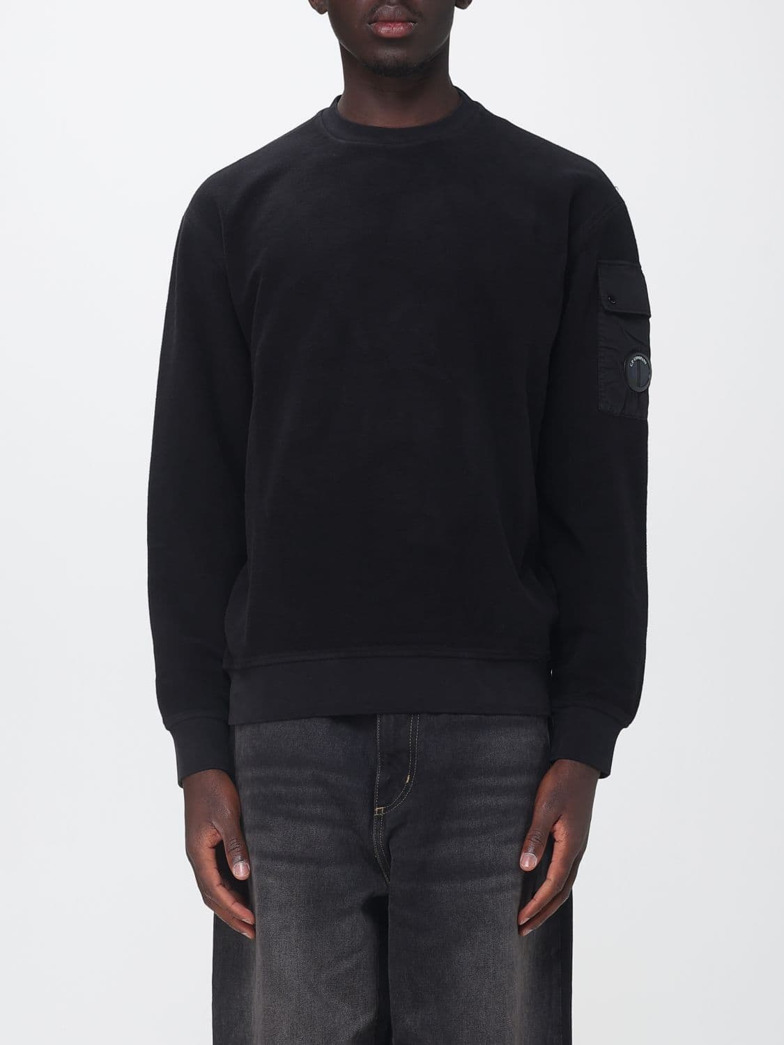 C.p. Company C. P. COMPANY Crew Neck Cotton Sweatshirt with Pocket and Logo Patch