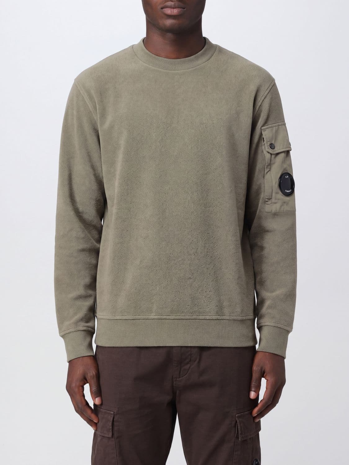 C.p. Company C. P. COMPANY Crew Neck Cotton Sweatshirt with Pocket and Logo Patch
