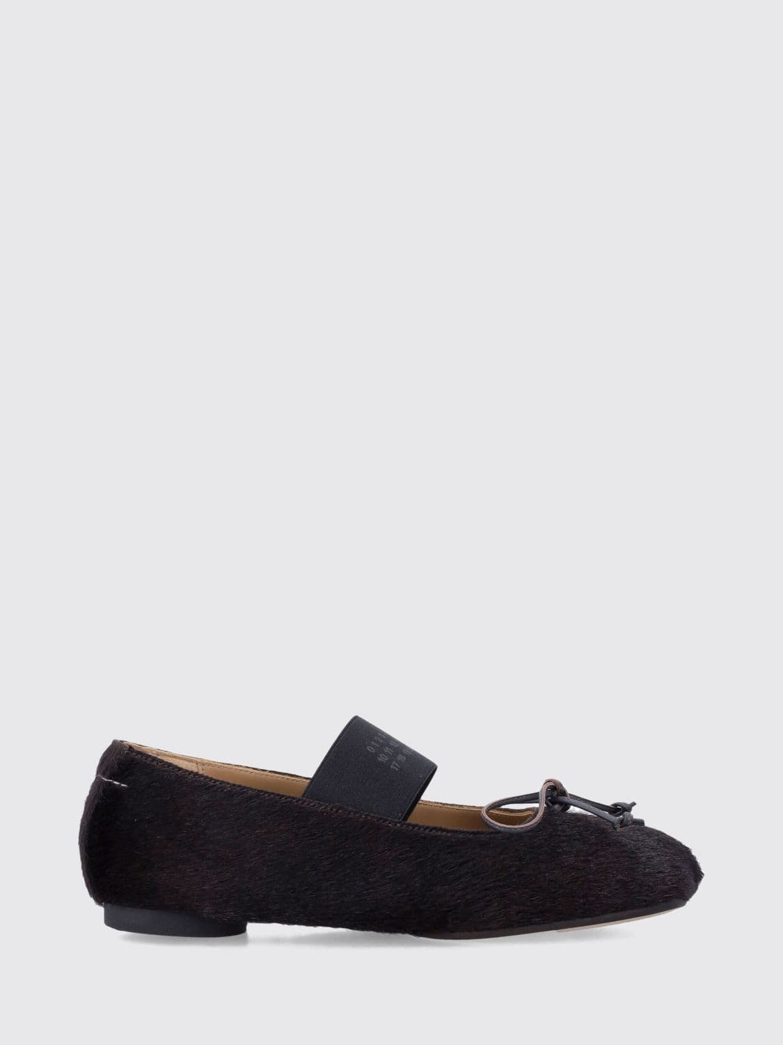 Mm6 Maison Margiela Pony-Hair Leather Mary Janes with Bow and Round Toe