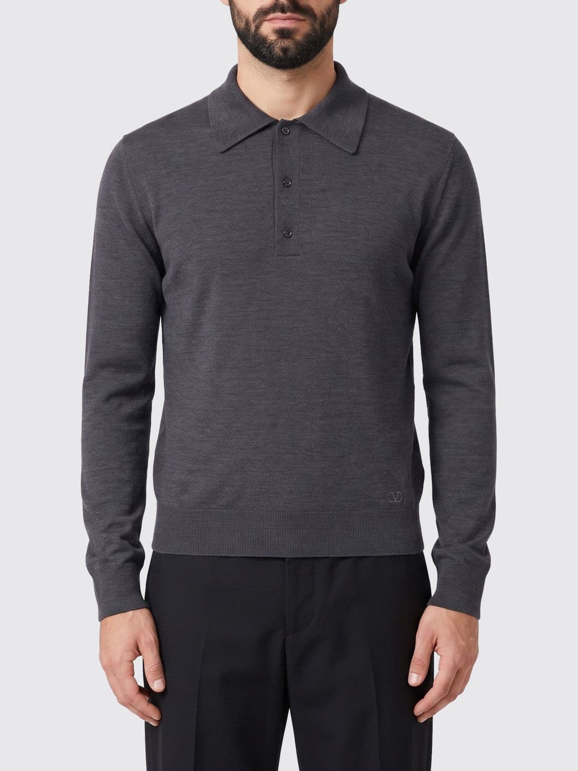 Valentino Garavani Slim Fit Virgin Wool Long-Sleeved Polo Shirt
