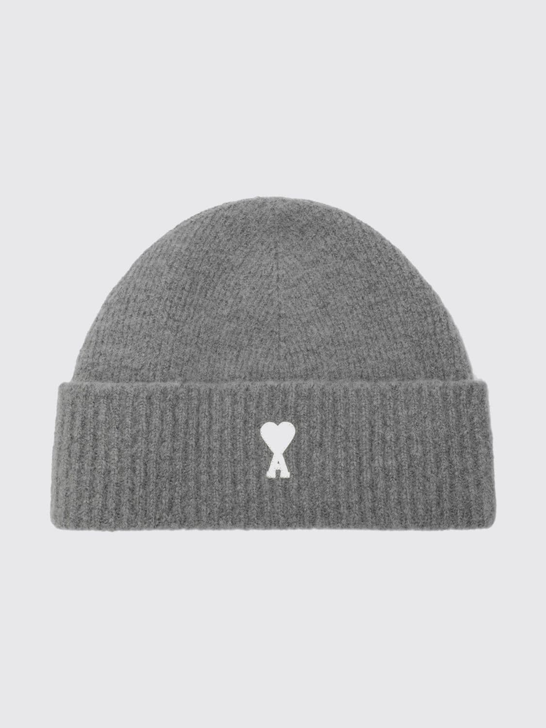 Ami Paris Wool and Alpaca Blend Beanie Hat with Embroidered Logo