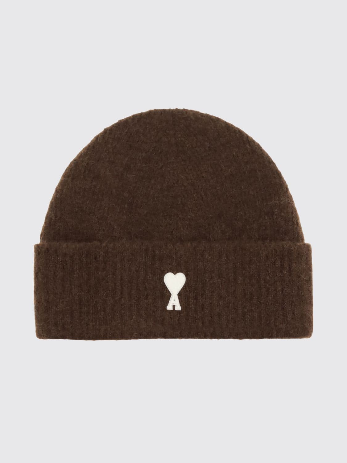 Ami Paris Wool and Alpaca Blend Beanie Hat with Embroidered Logo