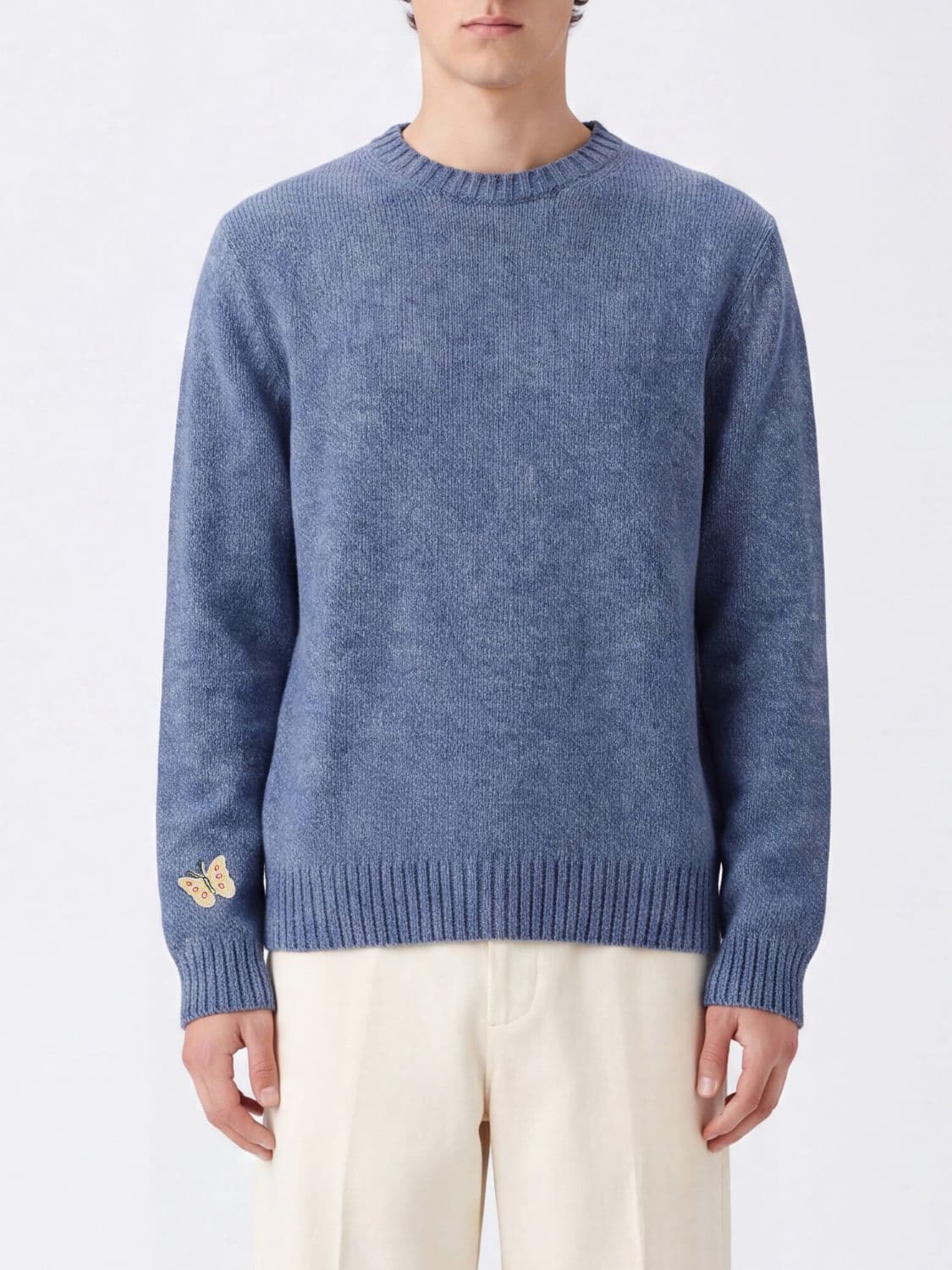 Valentino Garavani Crewneck Jumper in Pure Virgin Wool with Ribbed Trims