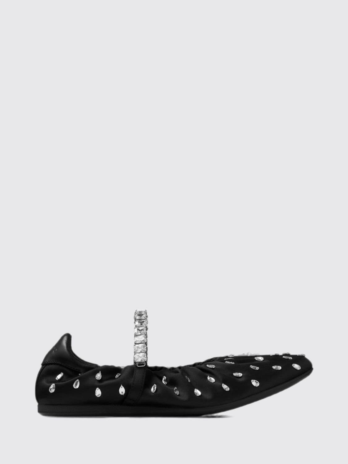 Jimmy Choo Jade Crystal-Embellished Satin Mary Jane Ballet Flats