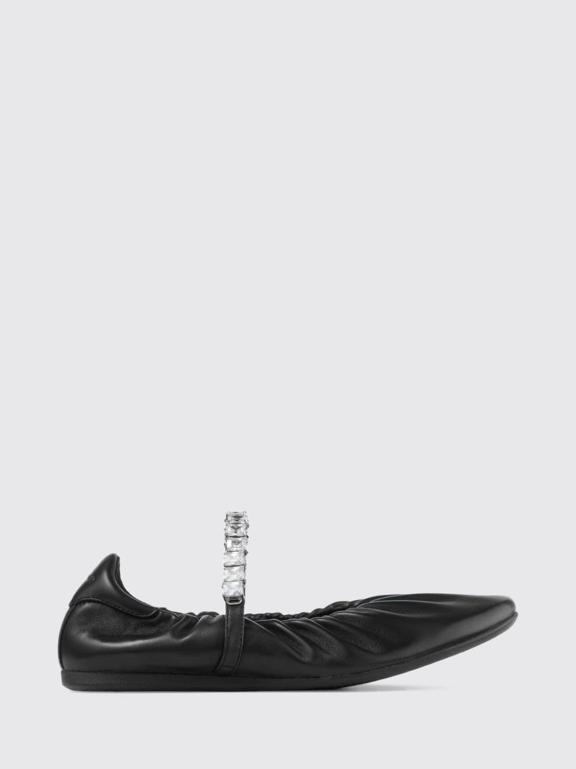 Jimmy Choo Jade Crystal-Embellished Nappa Leather Mary Jane Ballet Flats