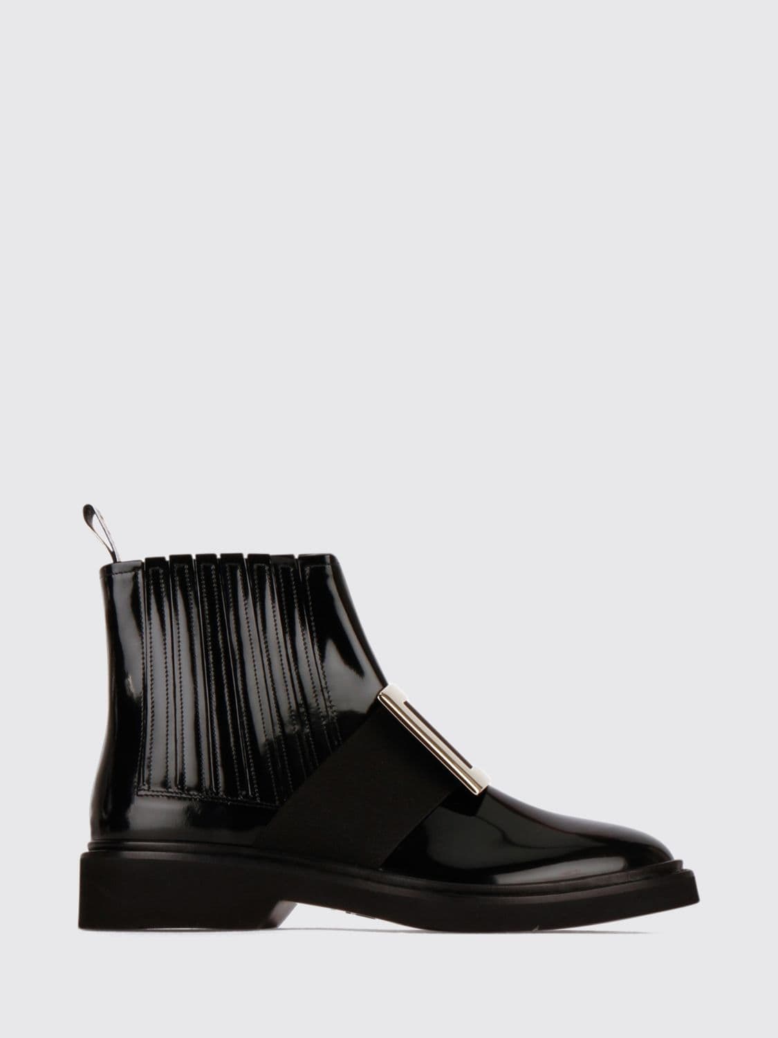 Roger Vivier Viv' Rangers Chelsea Boots in Brushed Leather with Buckle