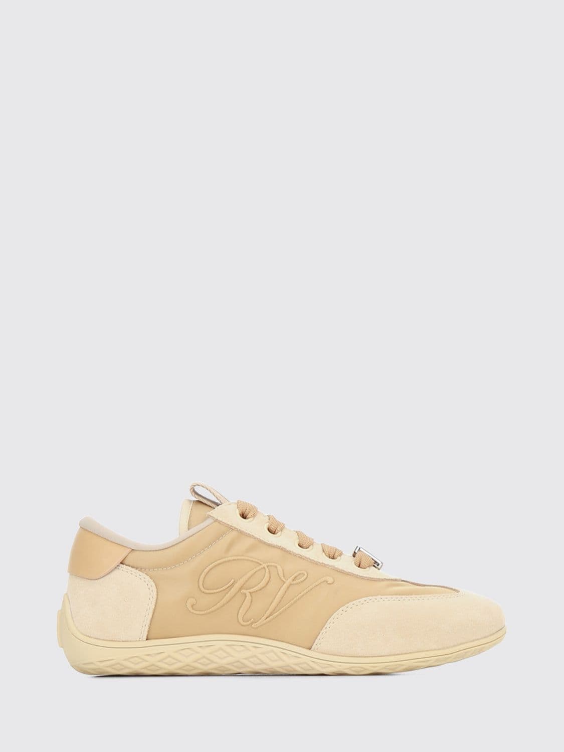 Roger Vivier Viv Low Sneakers in Nylon and Suede with Embroidered Logo