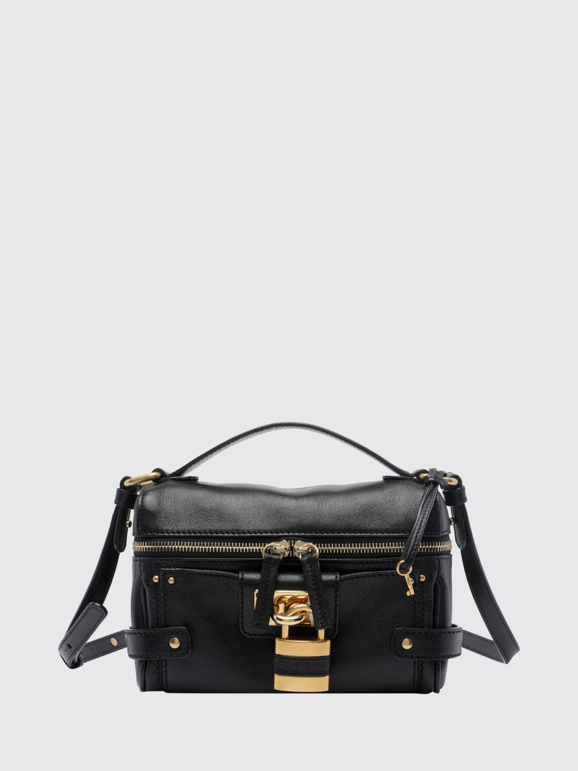 Chloé Paddington Mini Smooth Leather Handbag with Padlock and Strap · OS