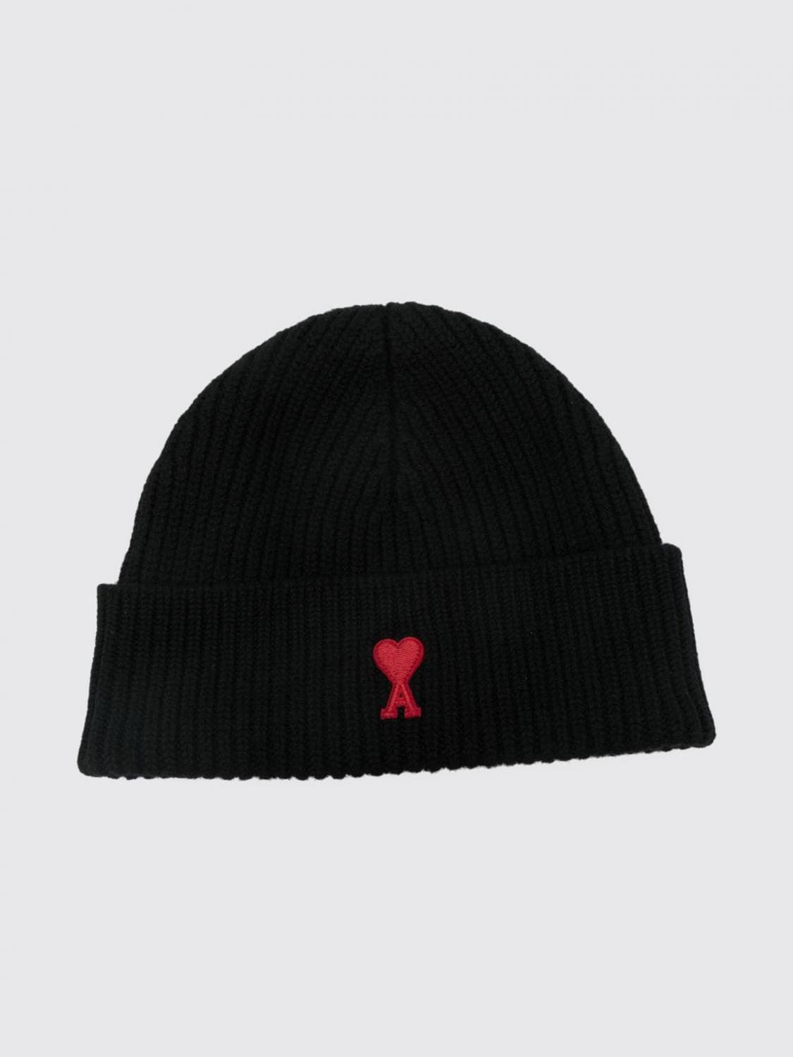 Ami Paris Wool Beanie Hat with Contrast Ami de Coeur Logo · OS