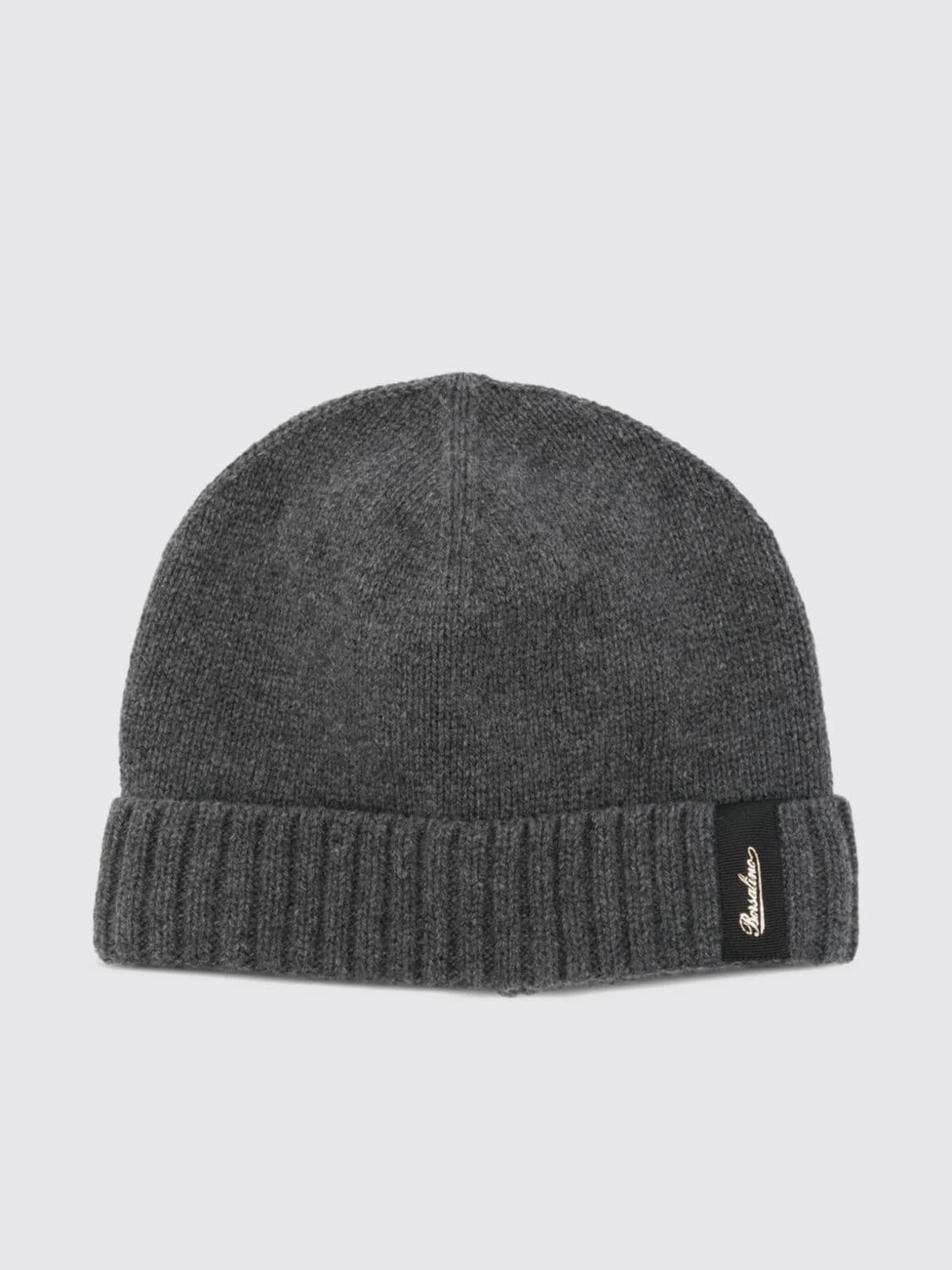 Borsalino Cashmere Beanie Hat with Cuffed Brim and Logo Patch · OS
