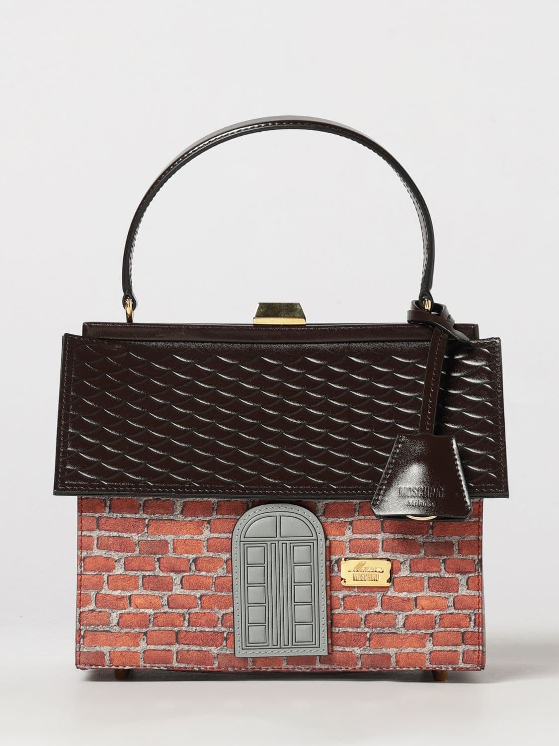 Moschino Couture House Bag Mini Graphic Print Leather Handbag