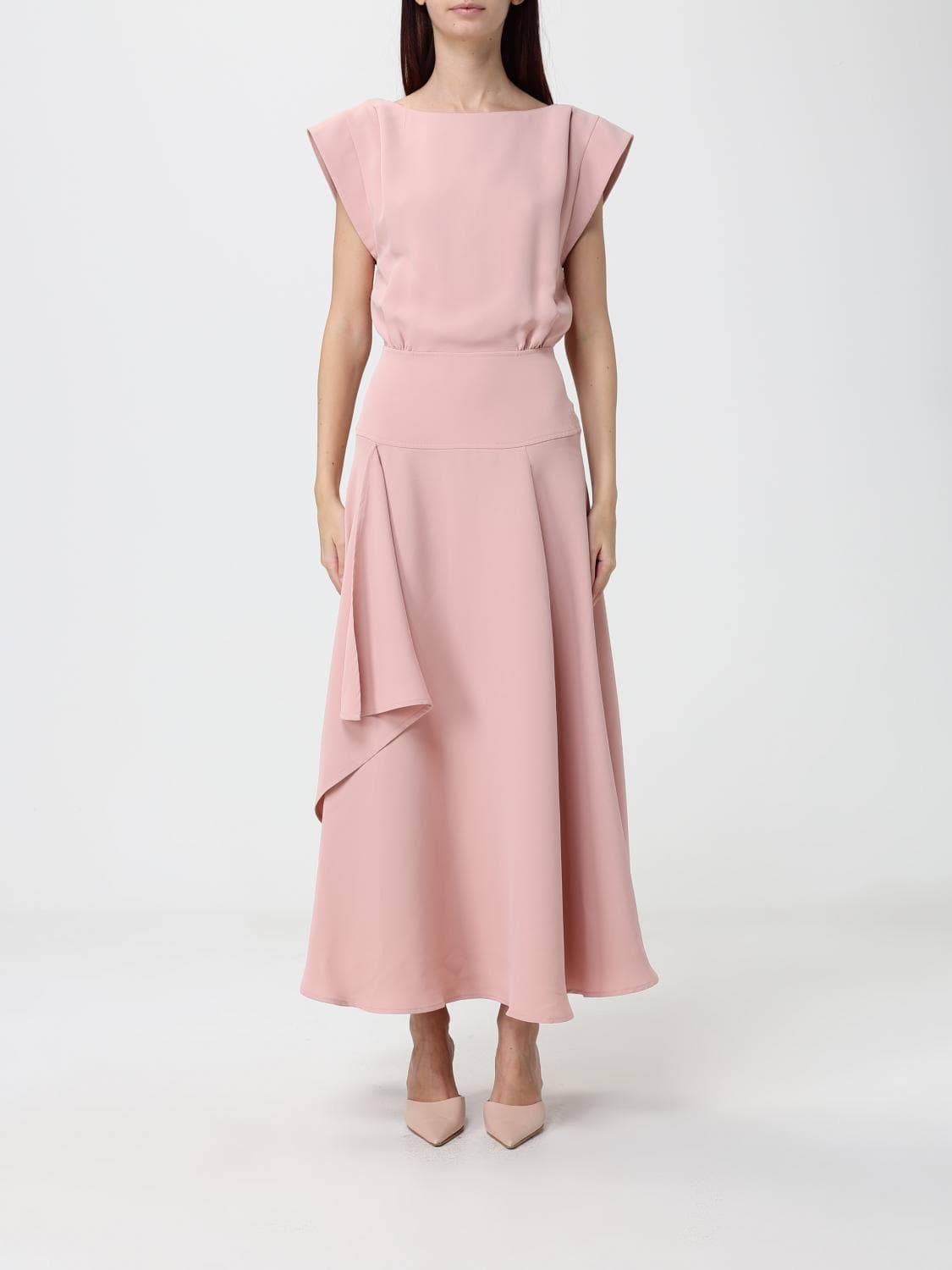Karl Lagerfeld Sleeveless A-Line Crêpe Midi Dress for Ceremonies and Cocktails