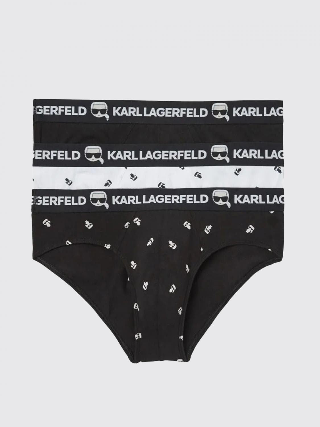 Karl Lagerfeld Two-Pack of Stretch Cotton Briefs with Logo Waistband