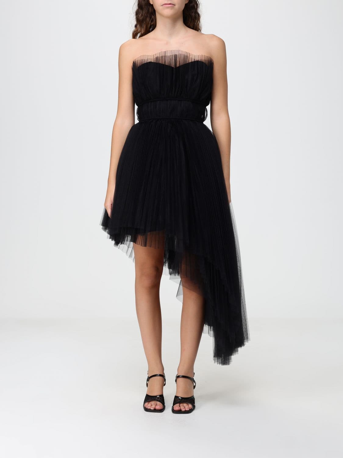 Karl Lagerfeld Off-the-Shoulder Asymmetric Tulle Midi Ceremony Dress