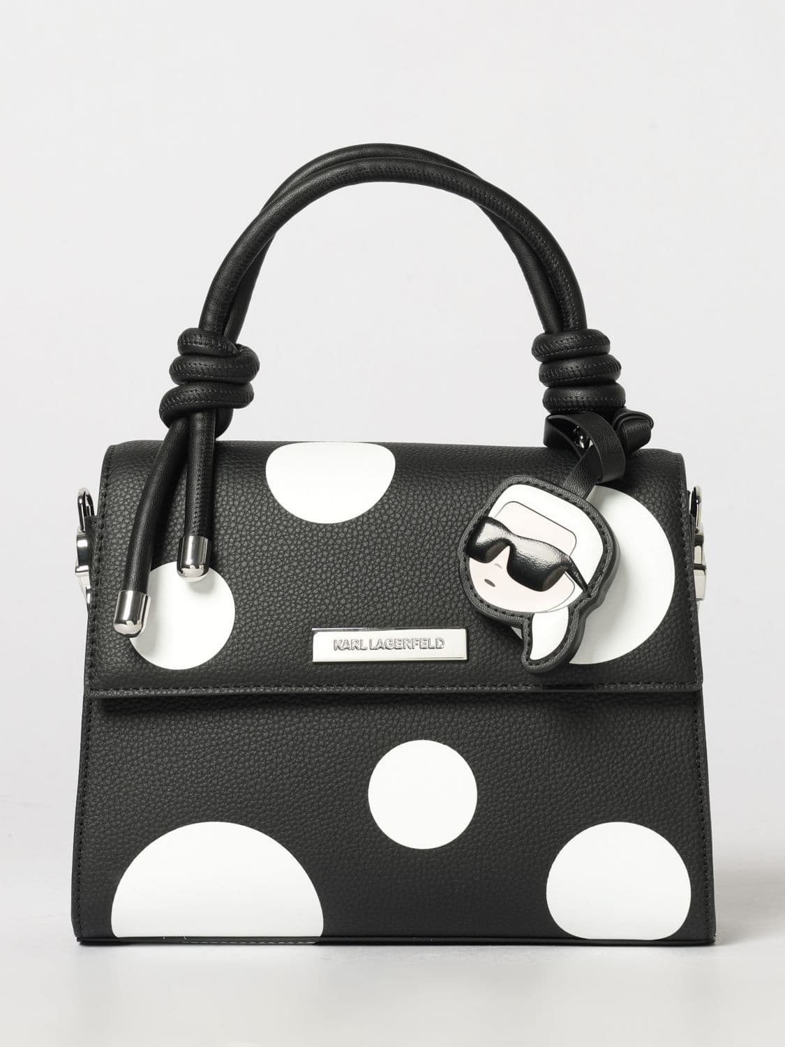 Karl Lagerfeld Polka Dot Synthetic Leather Mini Handbag with Charm · OS