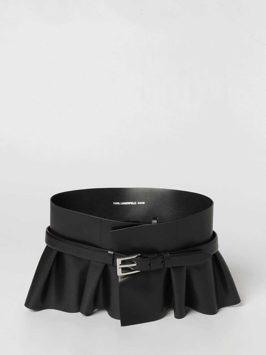 Karl Lagerfeld Smooth Cowhide Bustier Belt with Rouche Appliqué