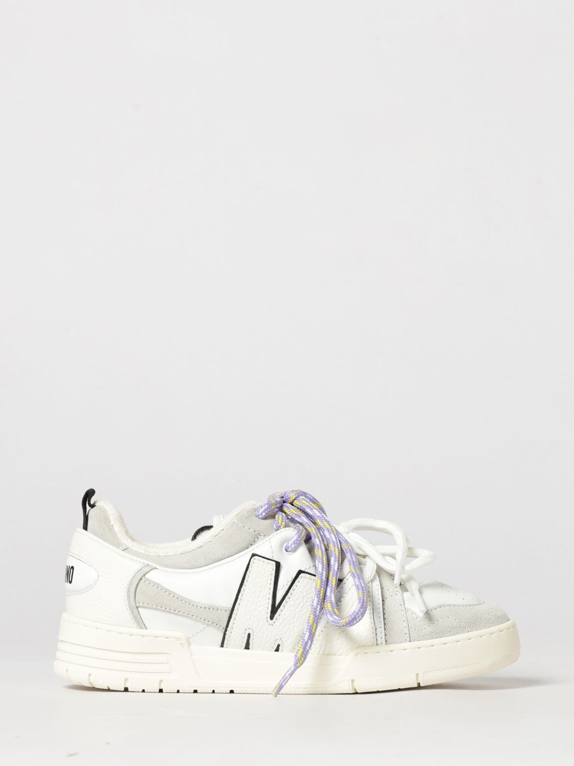 Moschino Couture Low Top Trainers in Smooth and Suede Leather with Logo