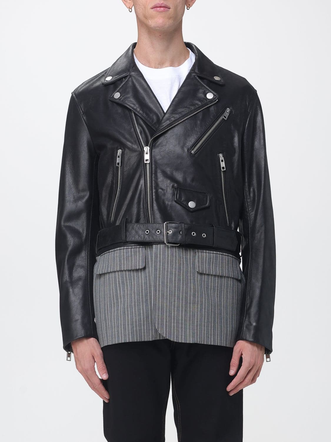 Moschino Couture Patchwork Design Lambskin Biker Jacket