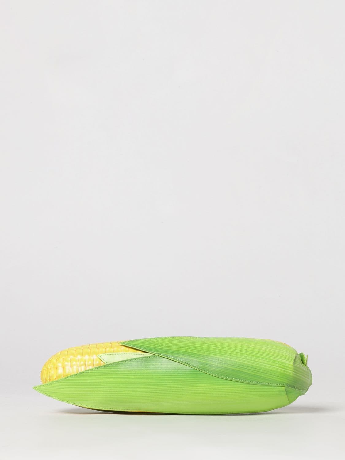Moschino Couture Corn Bag Clutch with Graphic Print and Snap Closure
