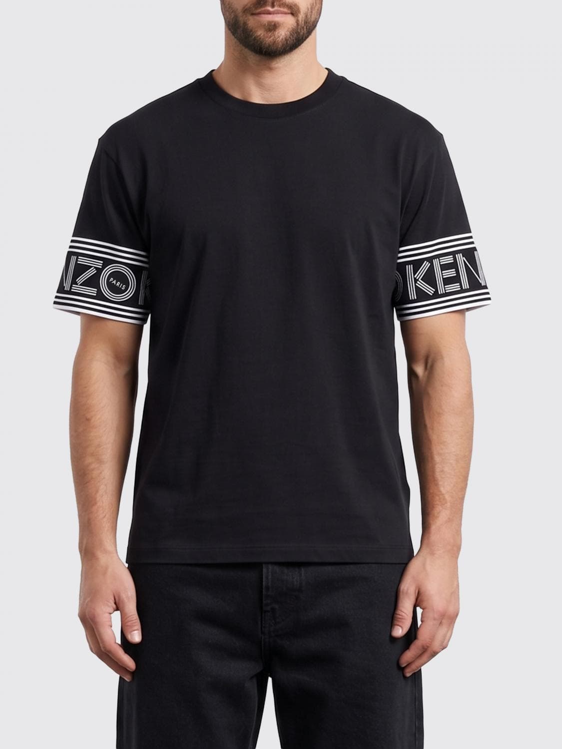 Kenzo Cotton T-shirt with Contrast Logo Print and Dropped Shoulders Design