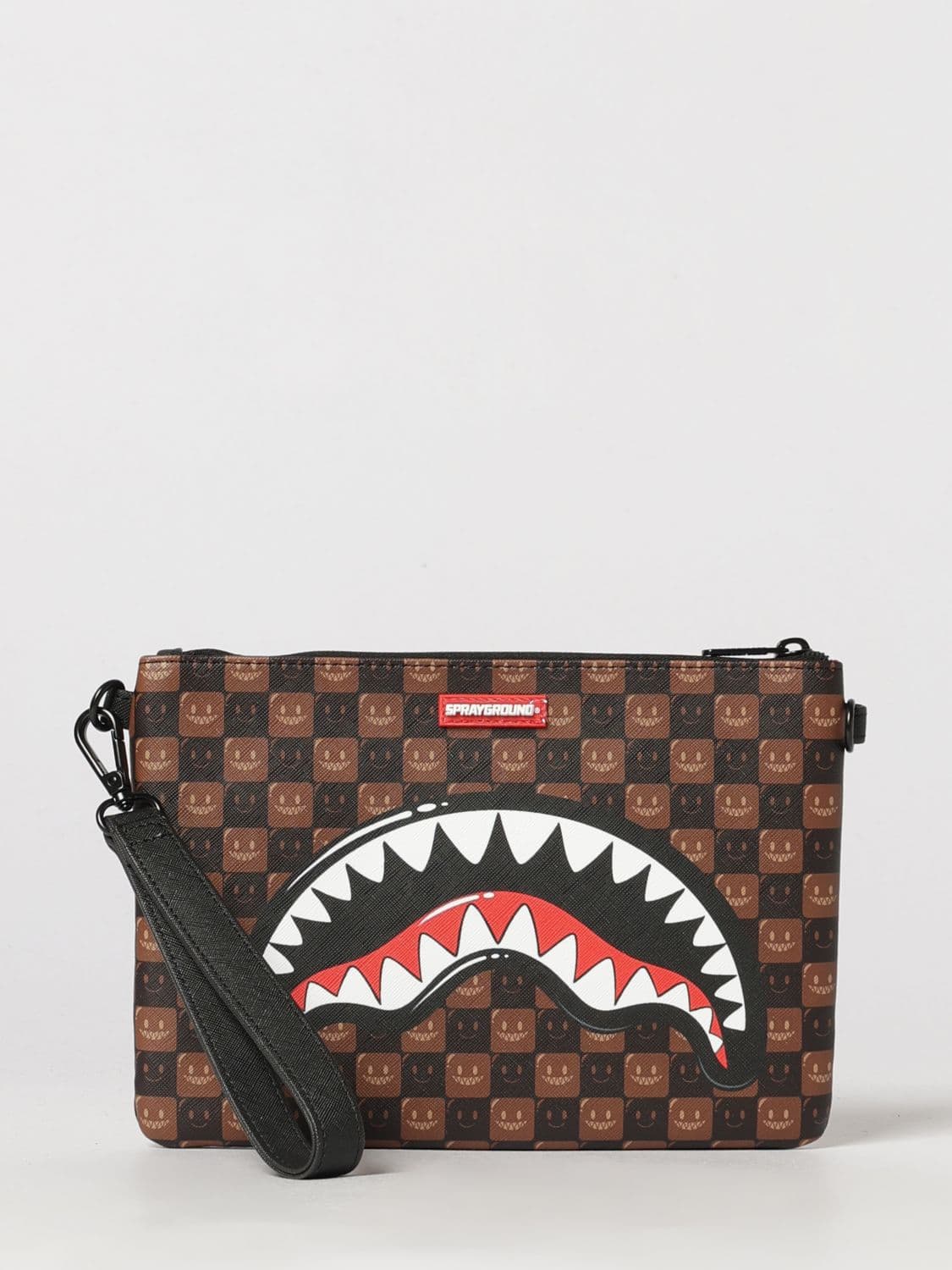 Sprayground PVC Document Holder with Check Pattern and Shoulder Strap