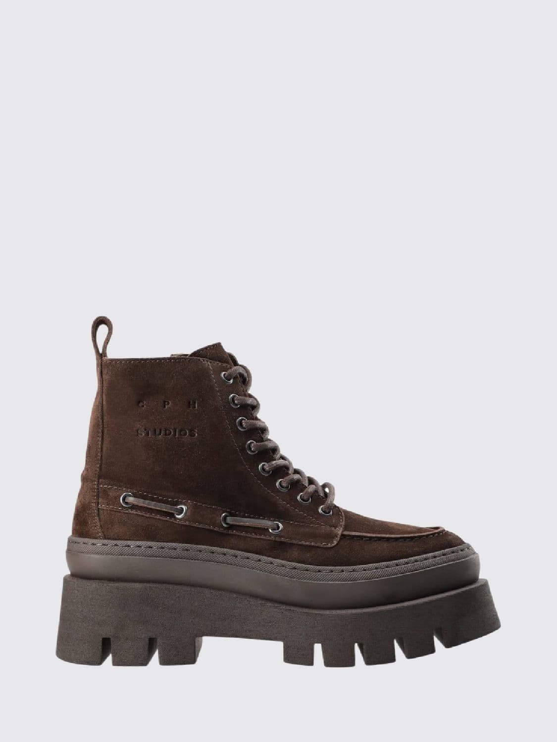 Paia Copenhagen Suede Lace-Up Combat Boots with Lug Sole