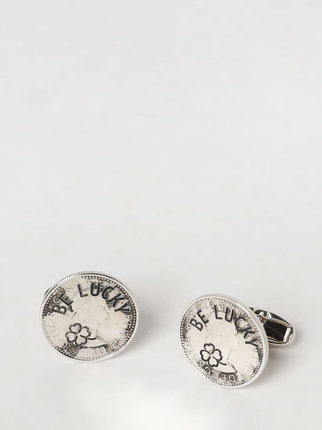 Paul Smith Rounded Enamel-Finished Metal Cufflinks with Engraved Logo and Slogan Print · OS