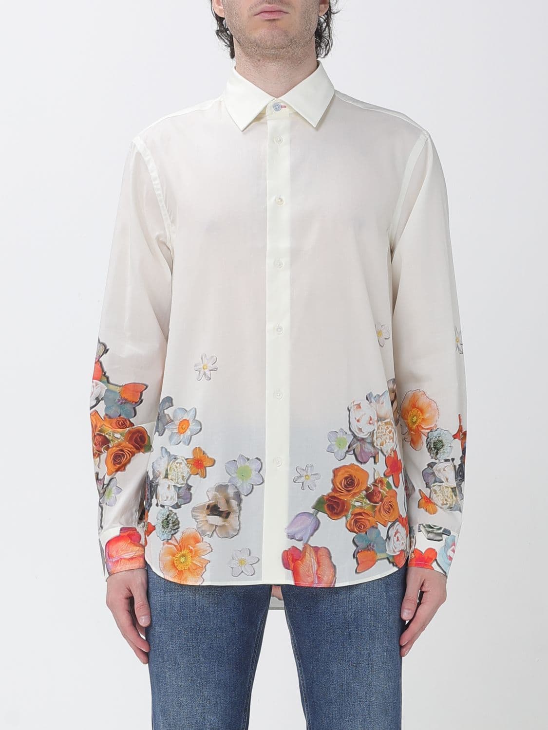 Paul Smith Floral Print Lyocell and Cotton-Blend Shirt