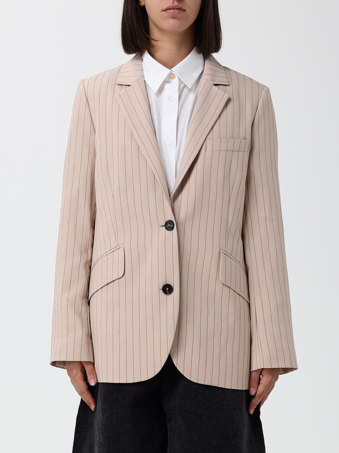 Paul Smith Pinstriped Viscose Single-Breasted Blazer with Lapel Collar