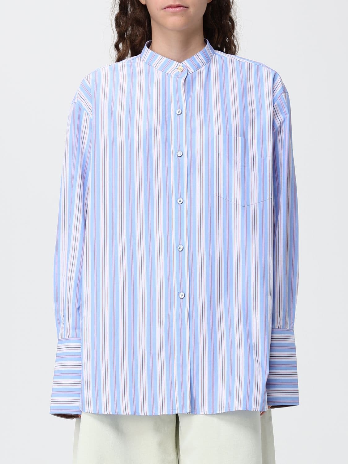Paul Smith Cotton Shirt with Mandarin Collar and Relaxed Fit