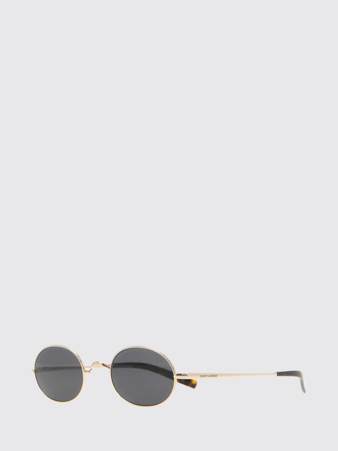 Saint Laurent Oval Metal Sunglasses with Dark Lenses and Engraved Logo · OS
