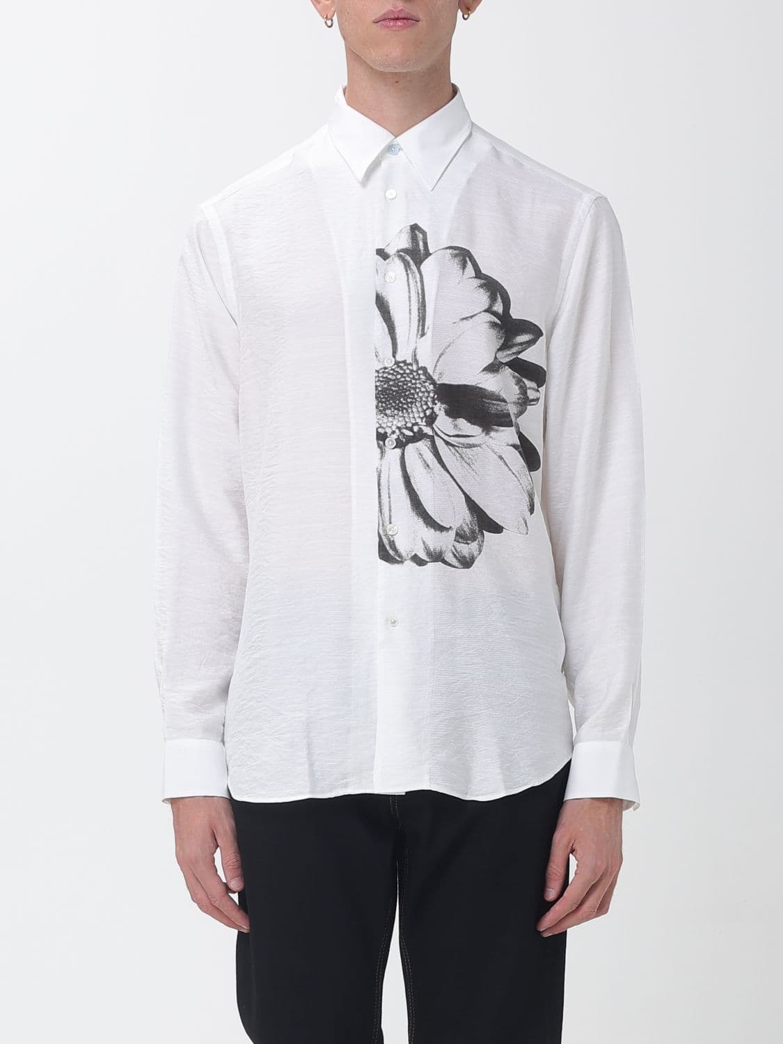 Paul Smith Floral Print Viscose-Blend Shirt with Patch Pocket