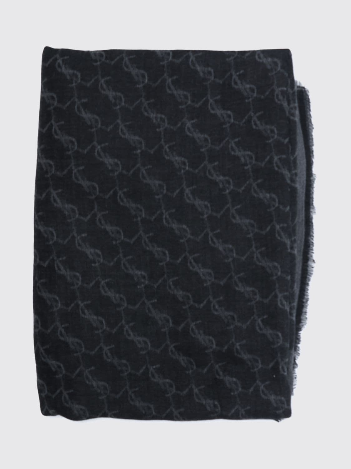 Saint Laurent YSL Monogram Jacquard Cashmere Blend Scarf