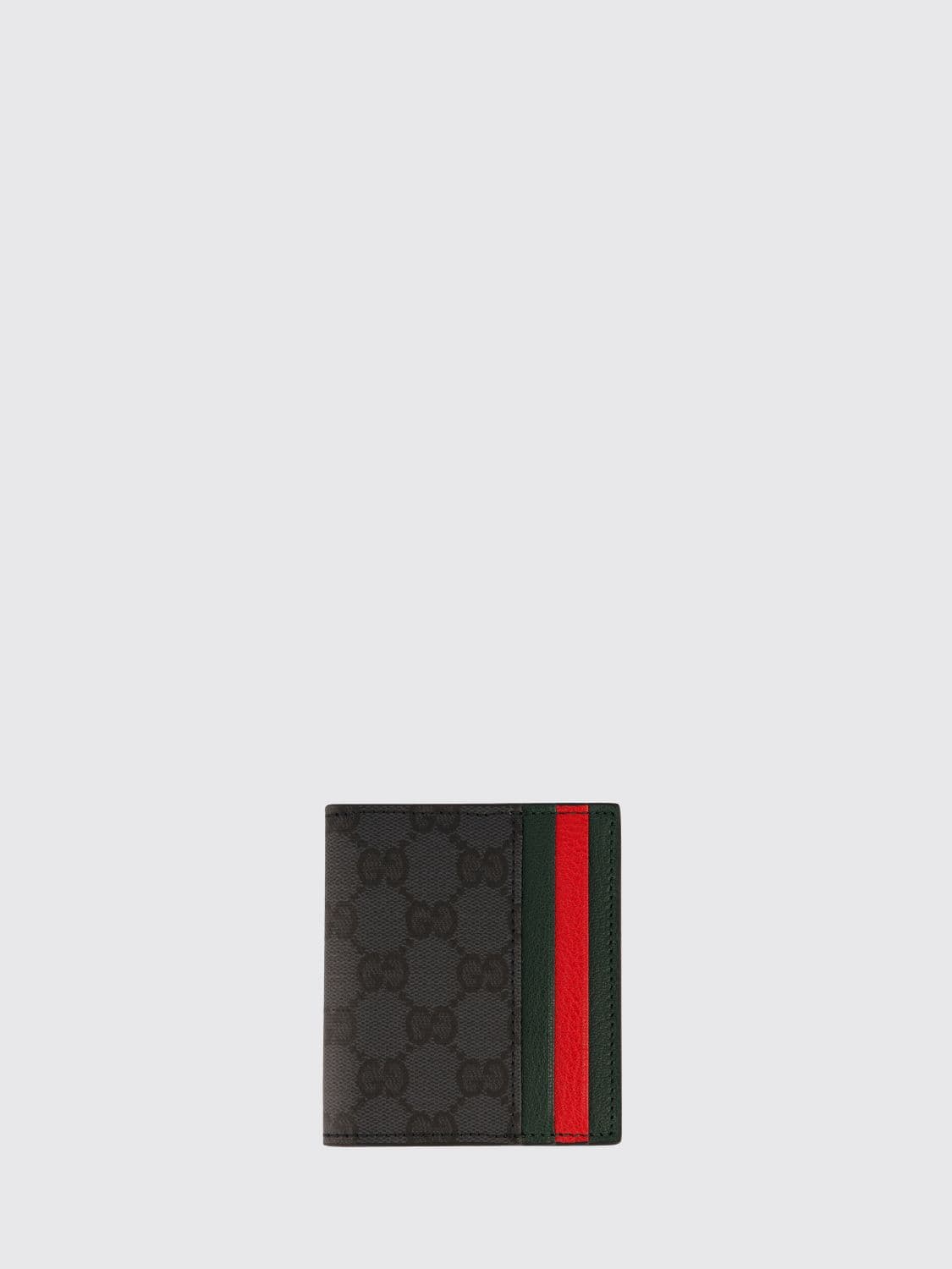 Gucci GG Supreme Fabric Bifold Wallet with Web Detail and Leather Interior