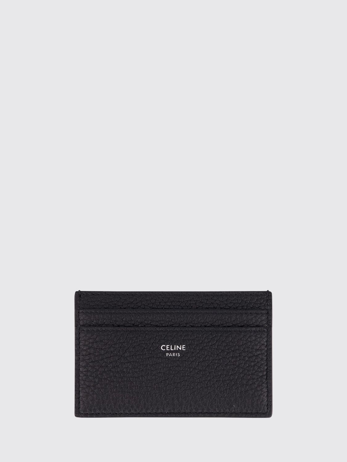 Celine Flat Grained Calfskin Card Holder with Lettering Logo · OS