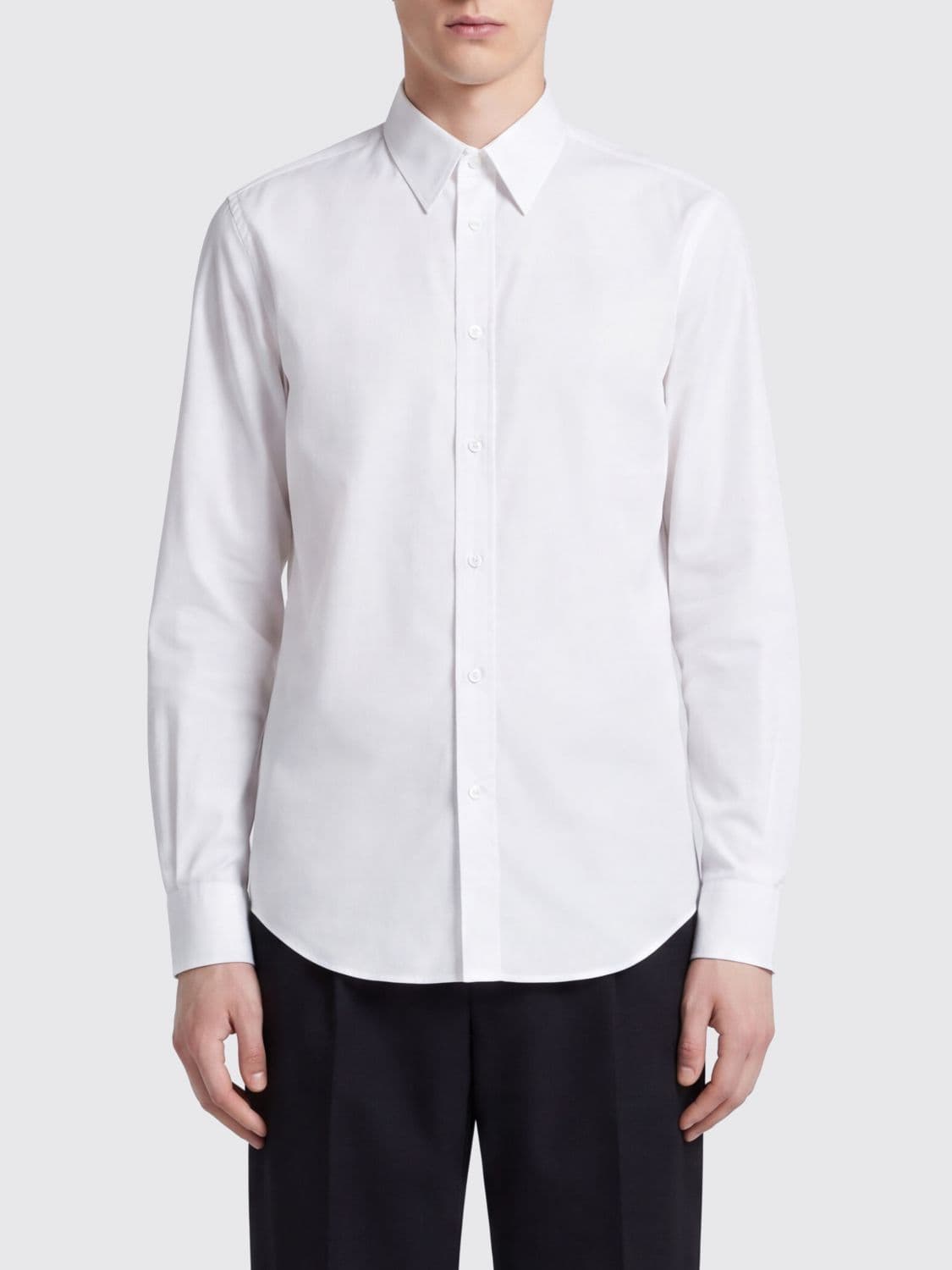 Celine Classic Cotton Poplin Shirt with French Collar and Curved Hem