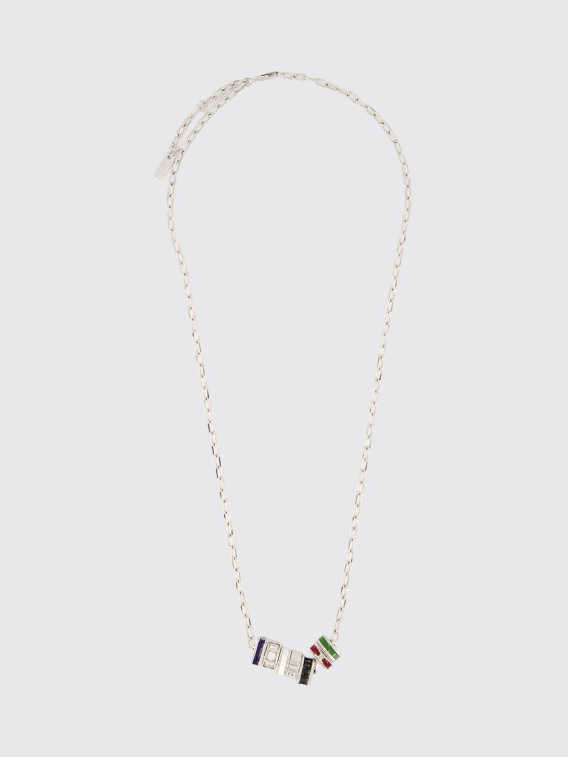 Celine Adjustable Enamelled Brass Necklace with Charms and Set Rhinestones