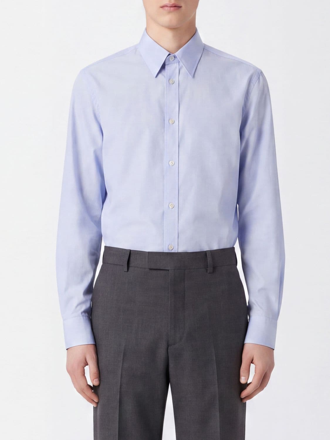 Celine Classic Cotton Poplin Shirt with French Collar and Curved Hem